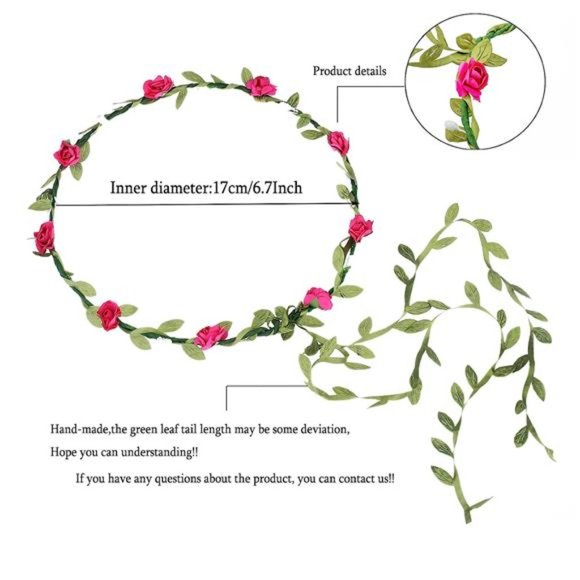 Lady Girl Fashion Bohemian Flower Crown Floral Garland Headbands (A-Mixed Color) - Picture 3 of 6